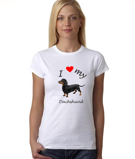 Dogs - I Heart My Dachshund on Womans Shirt